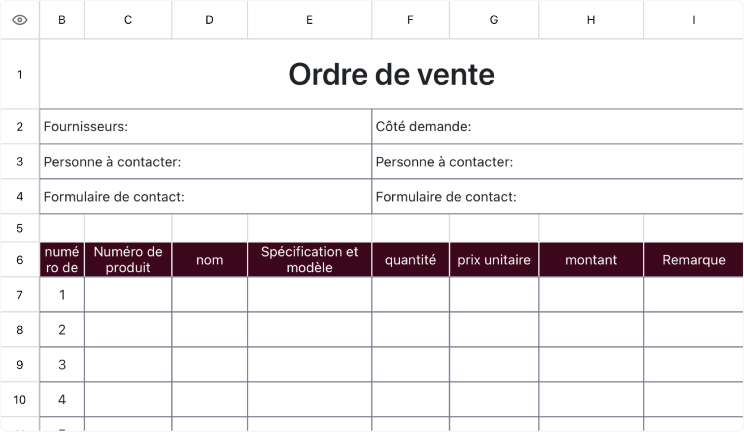 Ordre de vente